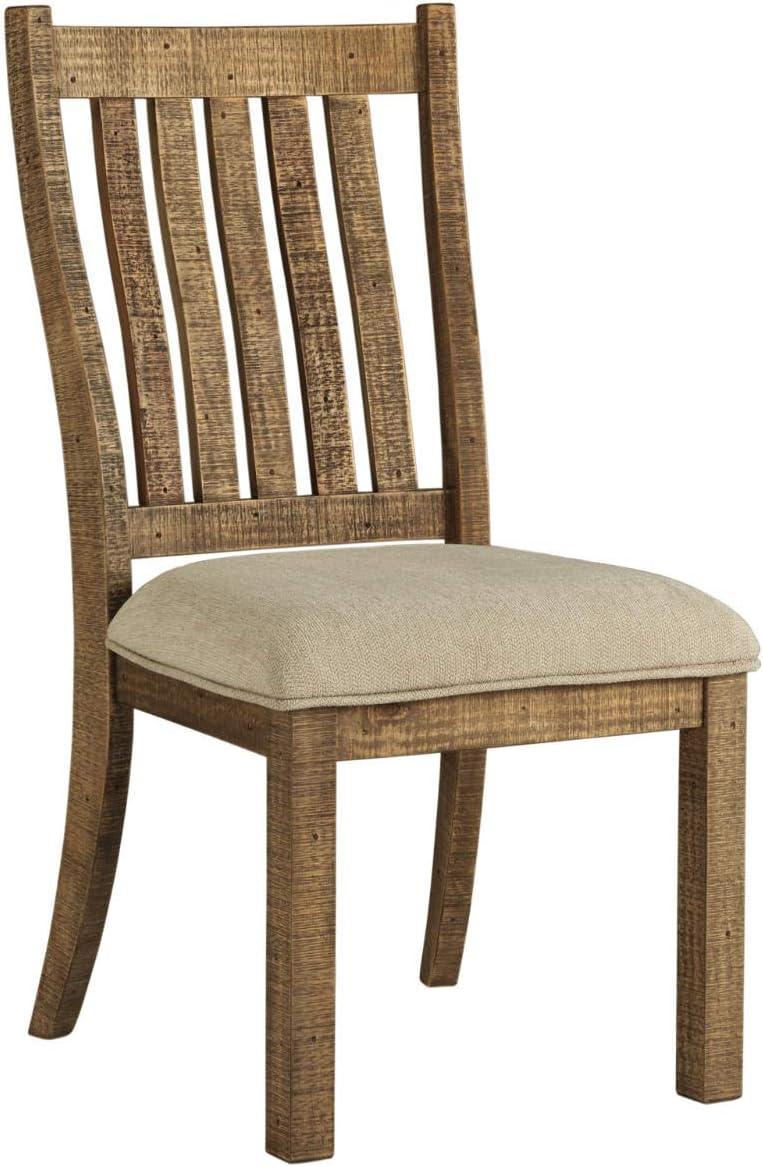 Rustic Brown Wood Ladderback Side Chair with Upholstered Cushion