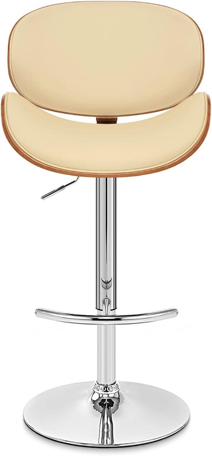 Armen Living Naples Mid-Century Faux Leather Bar Stool in Cream