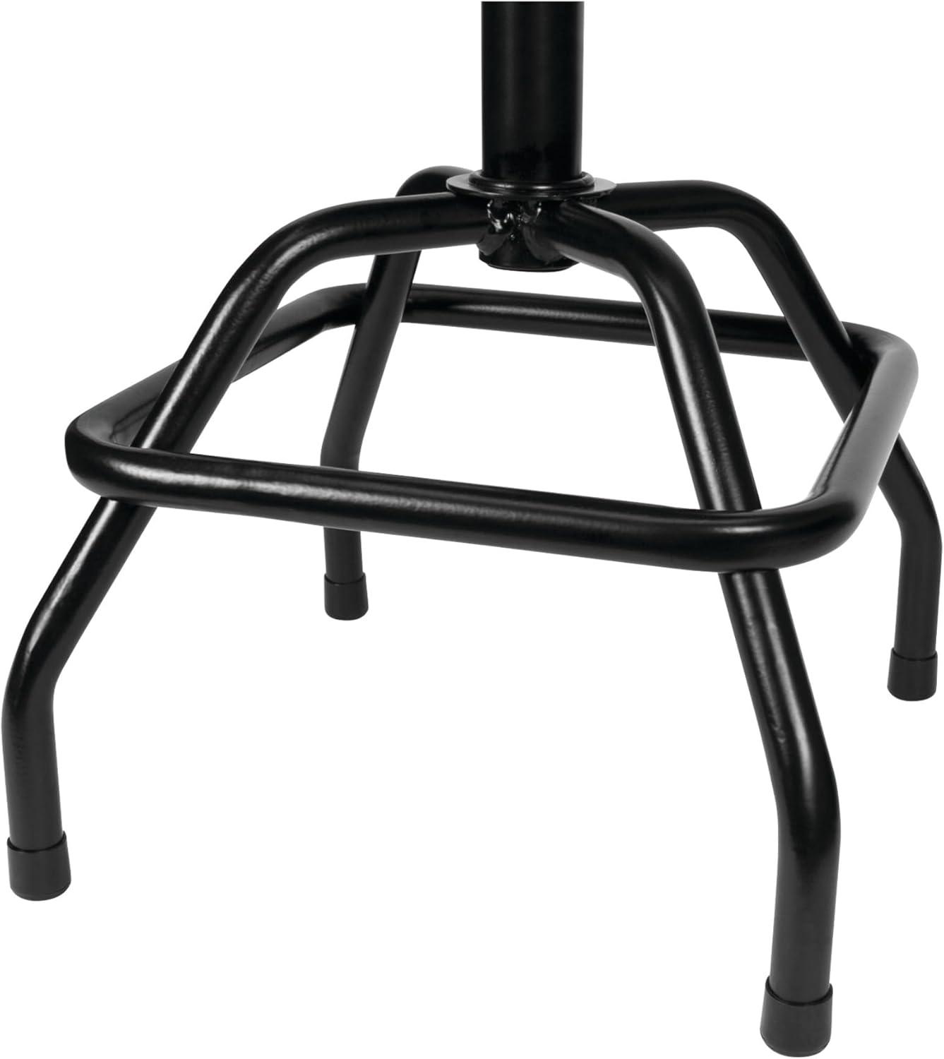 Performance Tool W85011 Pneumatic Swivel Bar Stool with Back Support, 360-Degree Swivel, Heavy Duty Steel Frame, Black