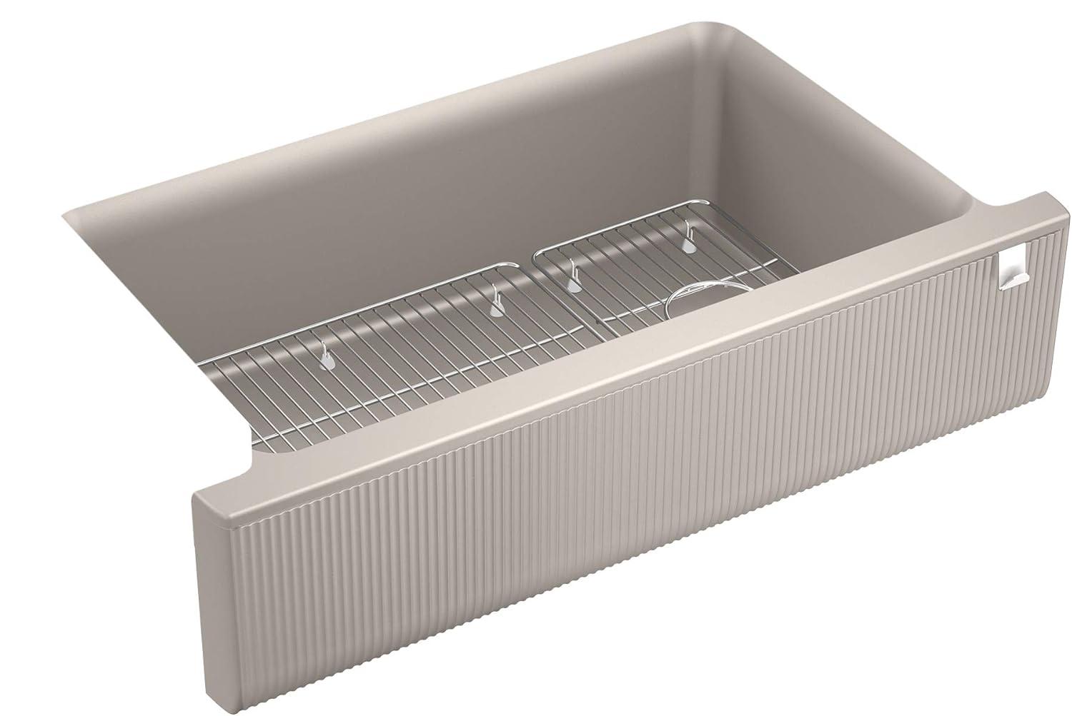 Cairn Undermount Single-Bowl Farmhouse Kitchen Sink with Fluted Design