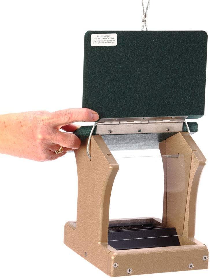 Birds Choice Birds Choice 8.75" Small Recycled Plastic Hanging Hopper 2-Sided Bird Feeder, Taupe/Green