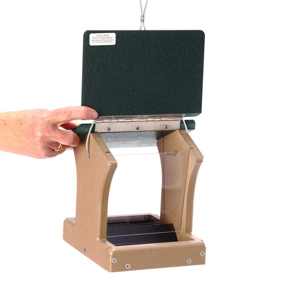 Birds Choice Birds Choice 8.75" Small Recycled Plastic Hanging Hopper 2-Sided Bird Feeder, Taupe/Green