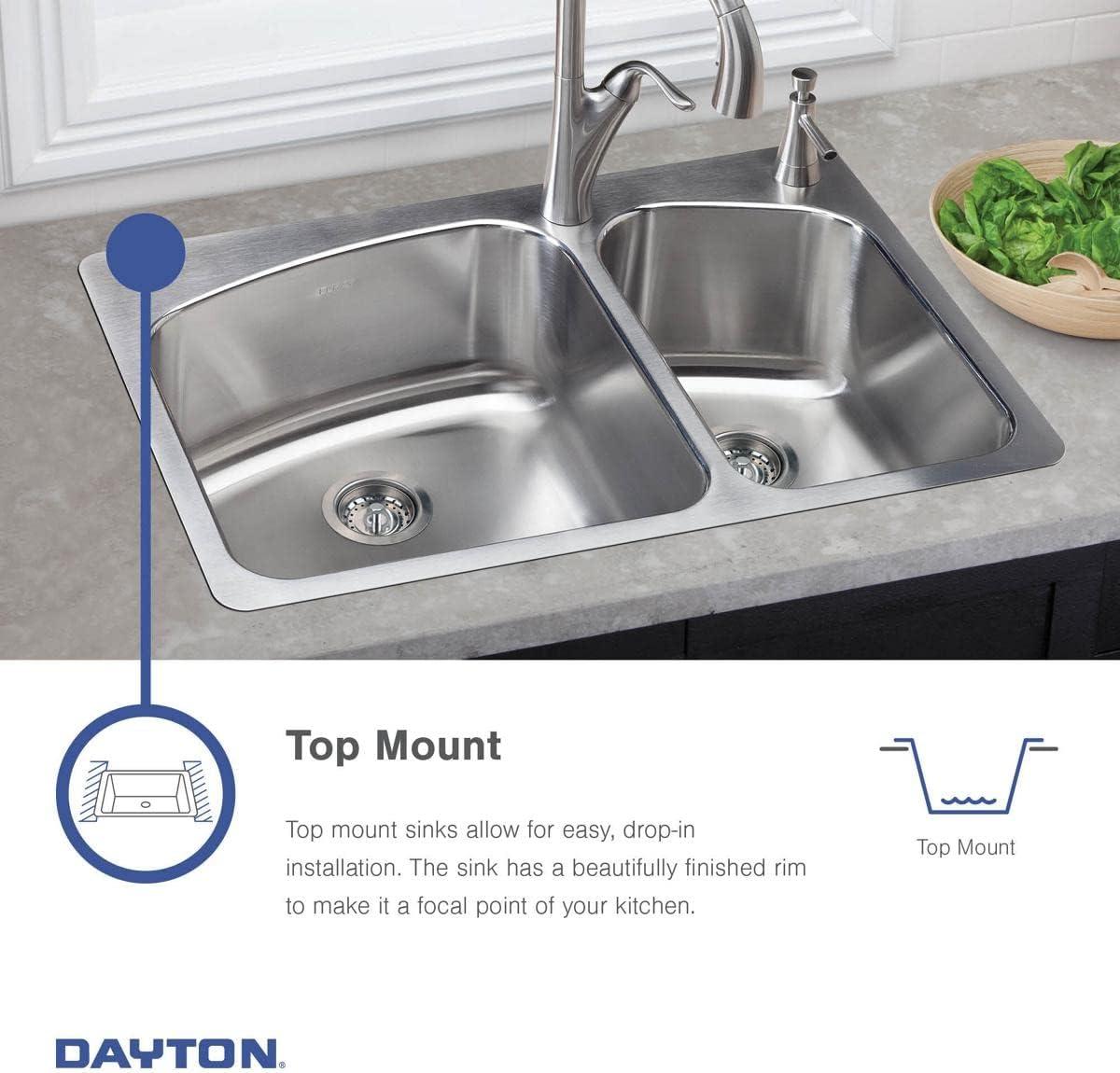 Elkay D125225 22 Gauge Stainless Steel Single Bowl Top Mount Kitchen Sink, 25 x 22 x 6.5625"