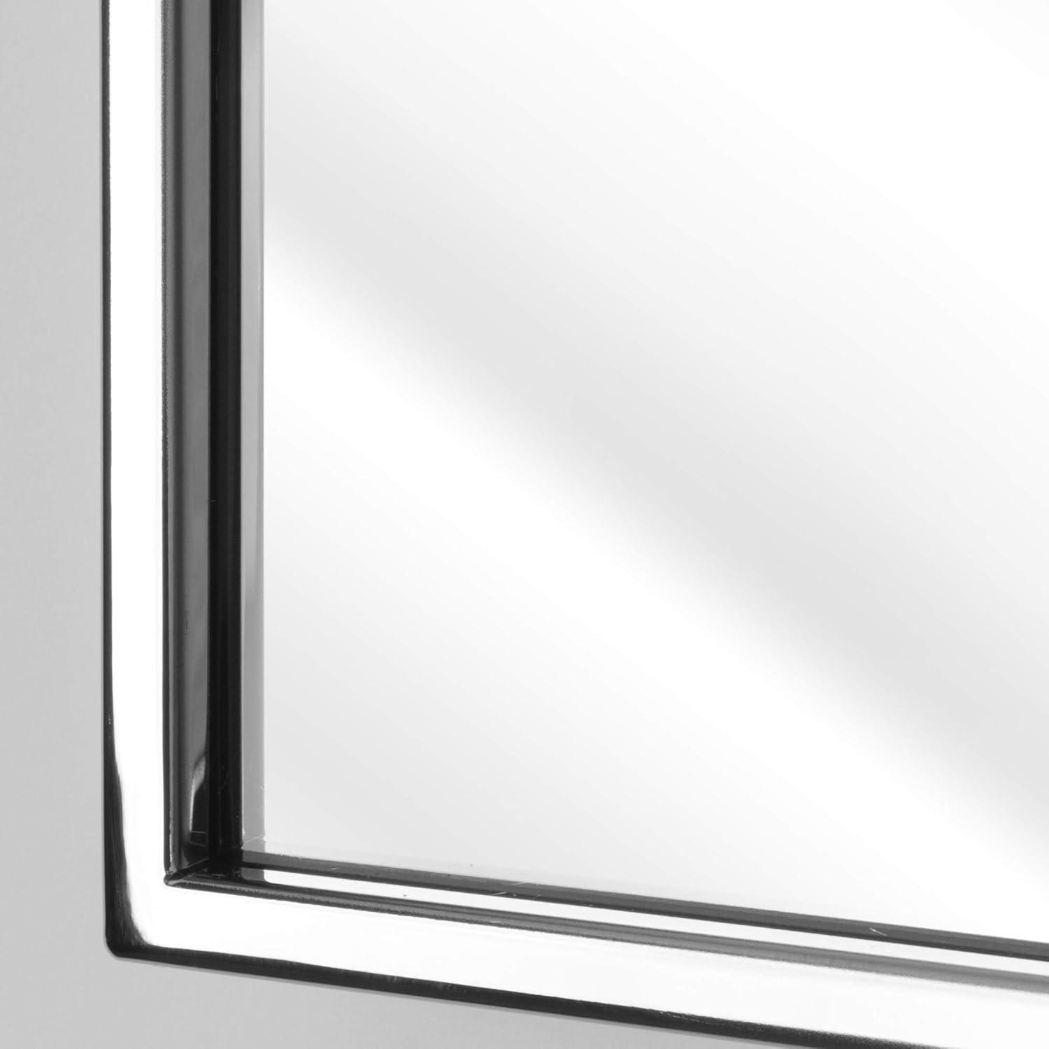 Head West Glossy Chrome Float Rectangular Framed Accent Wall Vanity Mirror - 30 x 36