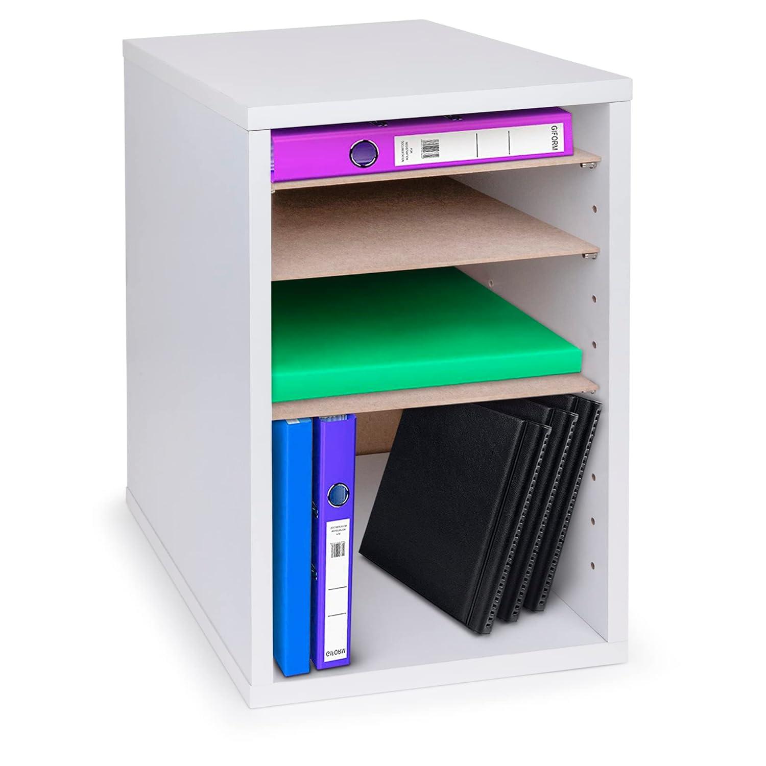 White 11-Slot MDF Vertical Paper Sorter Organizer