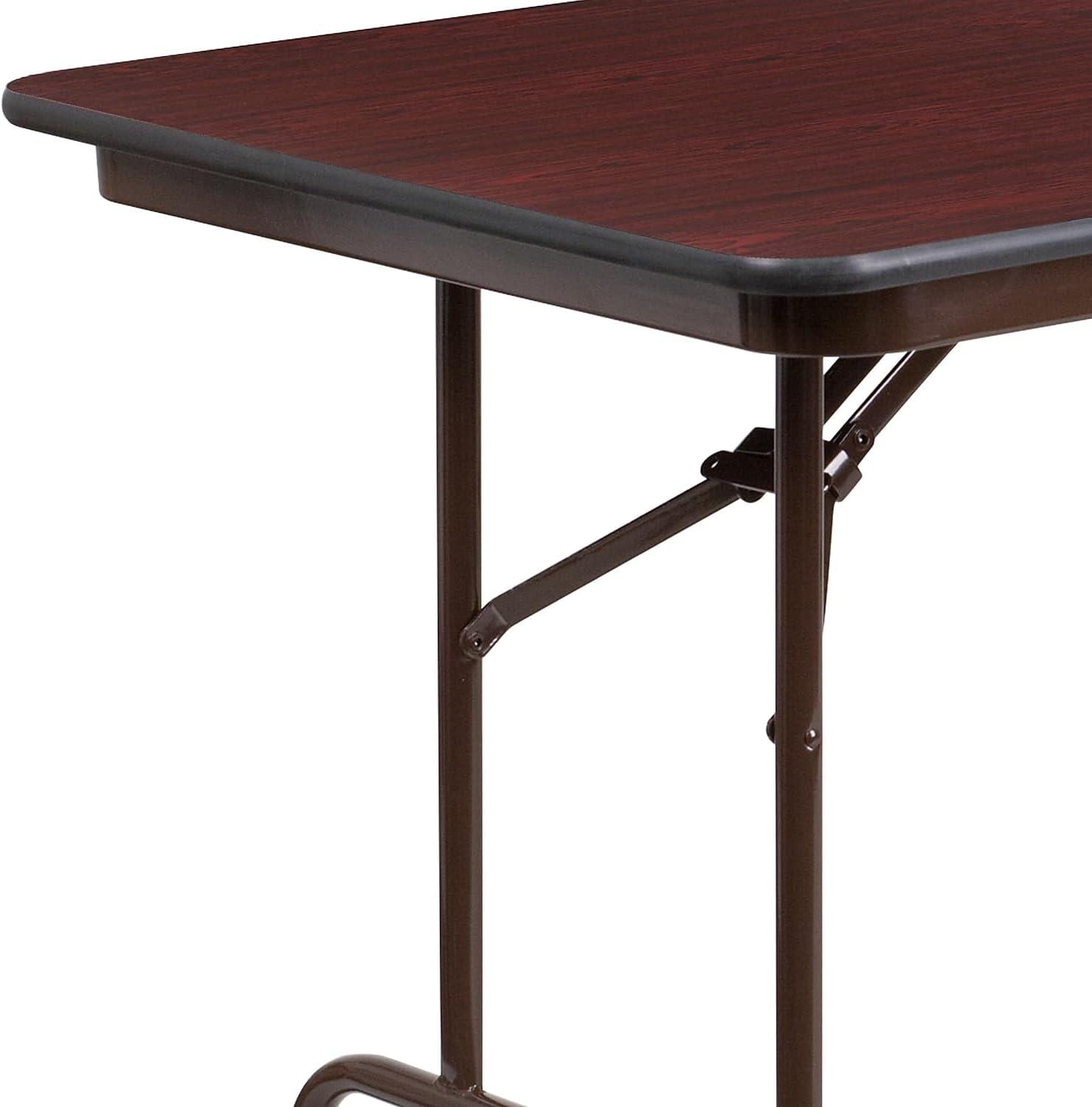 Wofford 24" x 48" Rectangular High Pressure Mahogany Laminate Folding Banquet Table