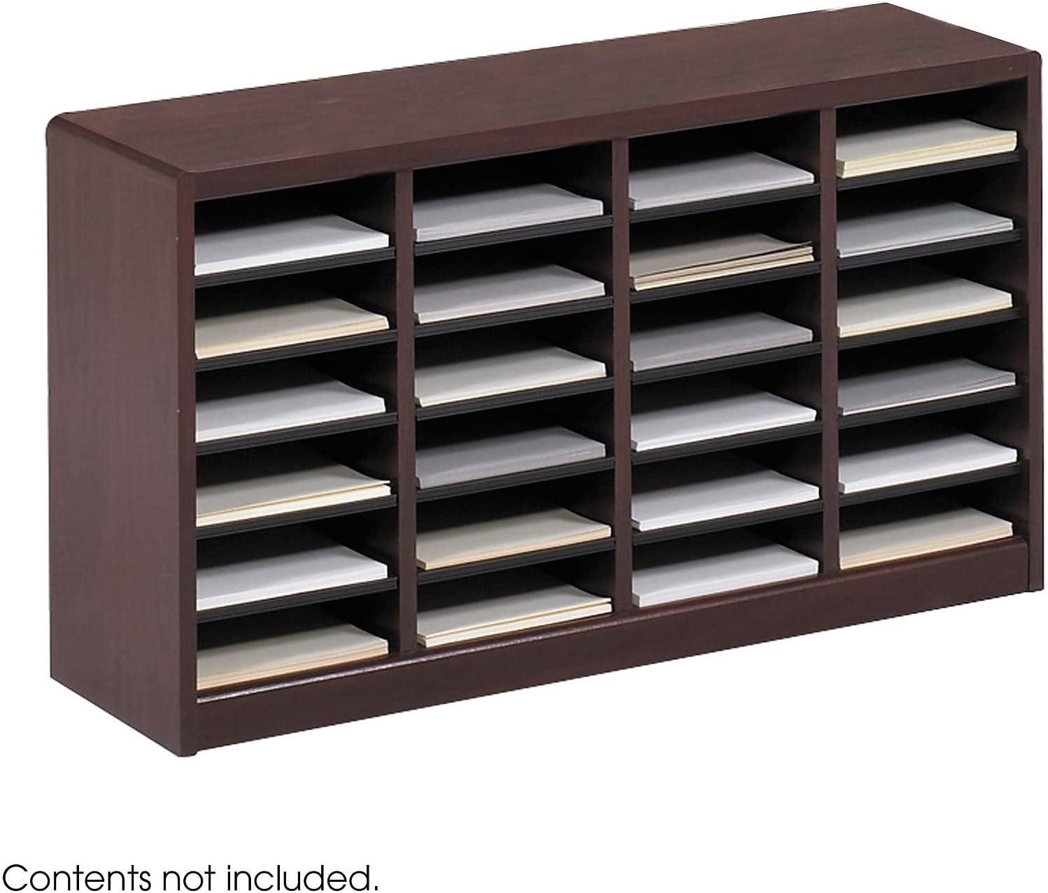 Mahogany 24-Compartment Wood Literature Organizer