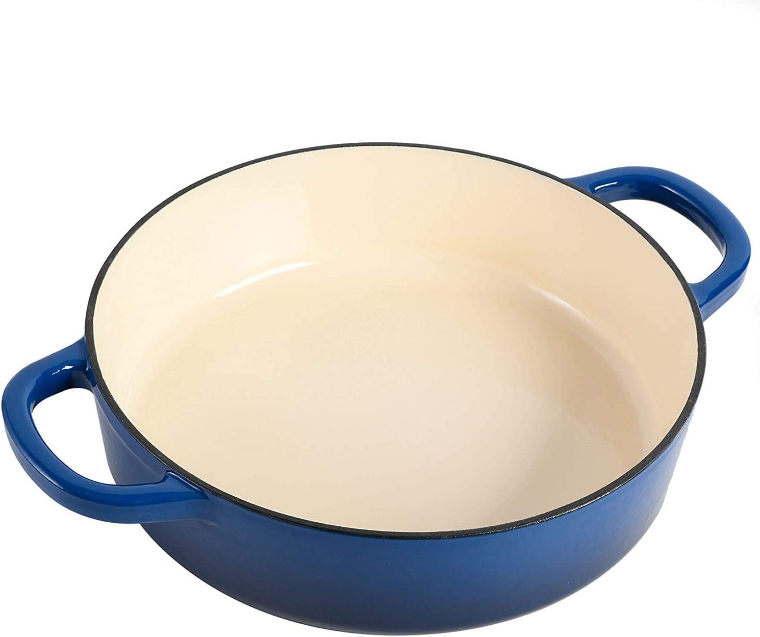 Crock Pot Artisan Enameled 5 Quart Cast Iron Round Braiser Pan with Self Basting Lid in Sapphire Blue