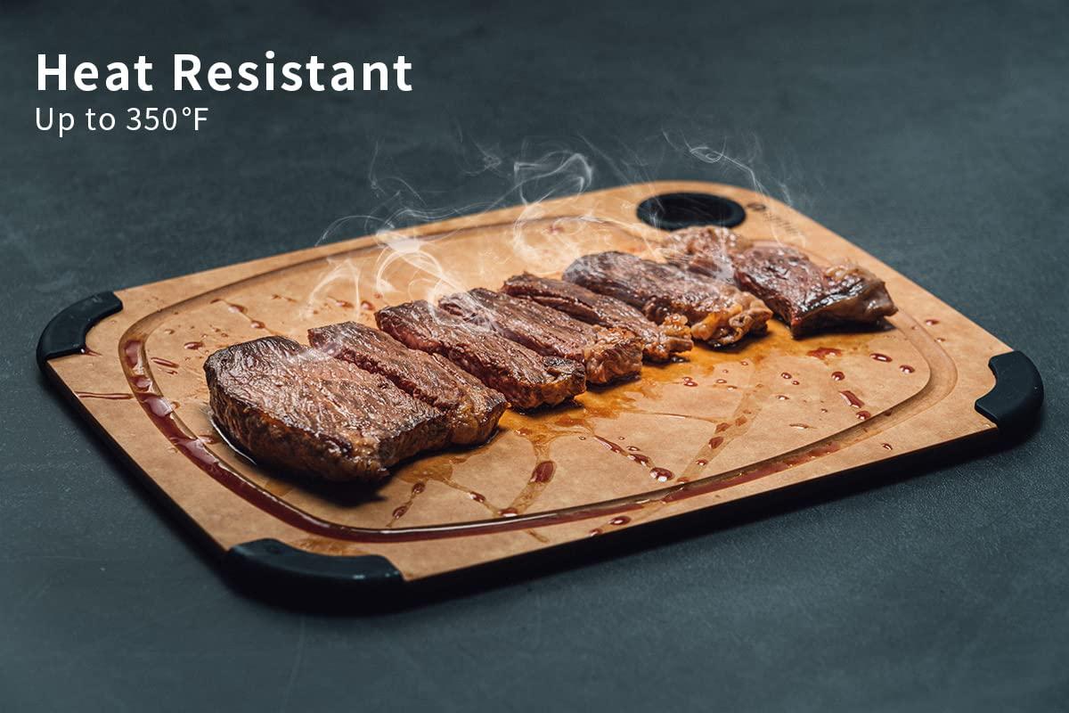 Large Natural Wood Fiber Rectangular Cutting Board with Non-Slip Edges