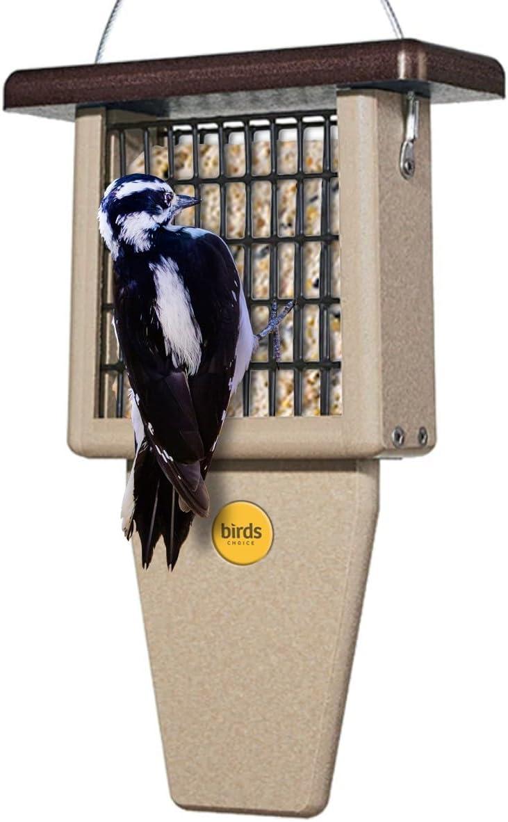 Birds Choice Birds Choice 12" Recycled Single Cake Tail Prop Suet Feeder, Taupe/Green