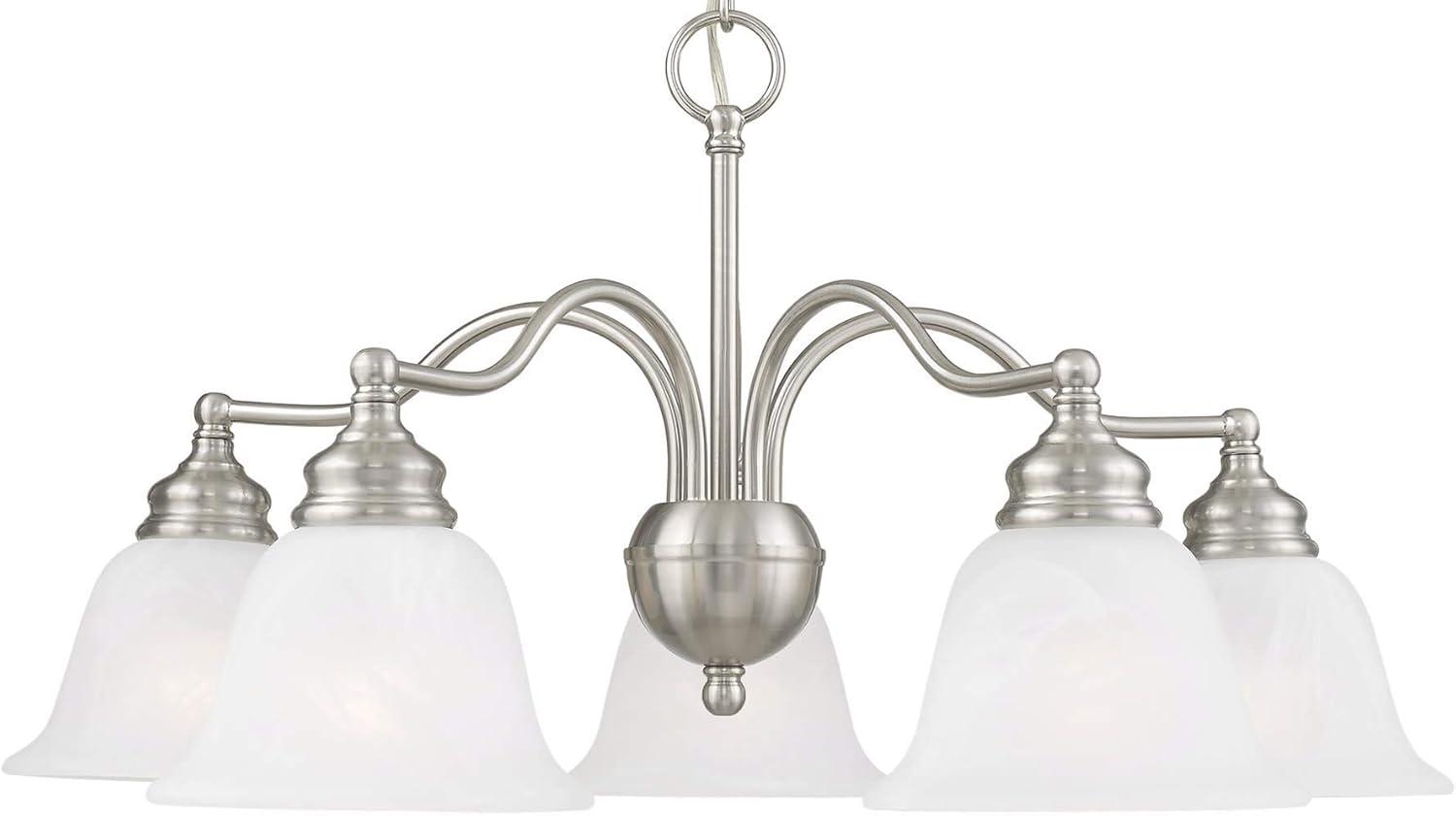 Essex Traditional 5-Light Chandelier in Brushed Nickel with Alabaster Glass