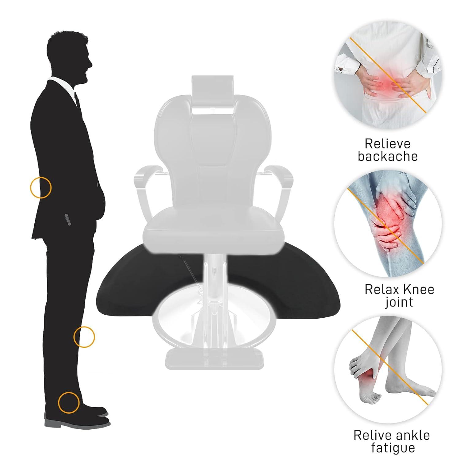 Goujxcy 3′x4.5′x1/2" Thick Anti Fatigue Salon Chair Mat for Hair Stylist, Comfort Beauty Salon Floor Mats Hair Salon Chair Mat for Barbershop Beauty Styling Chair (Semi Circle 1)