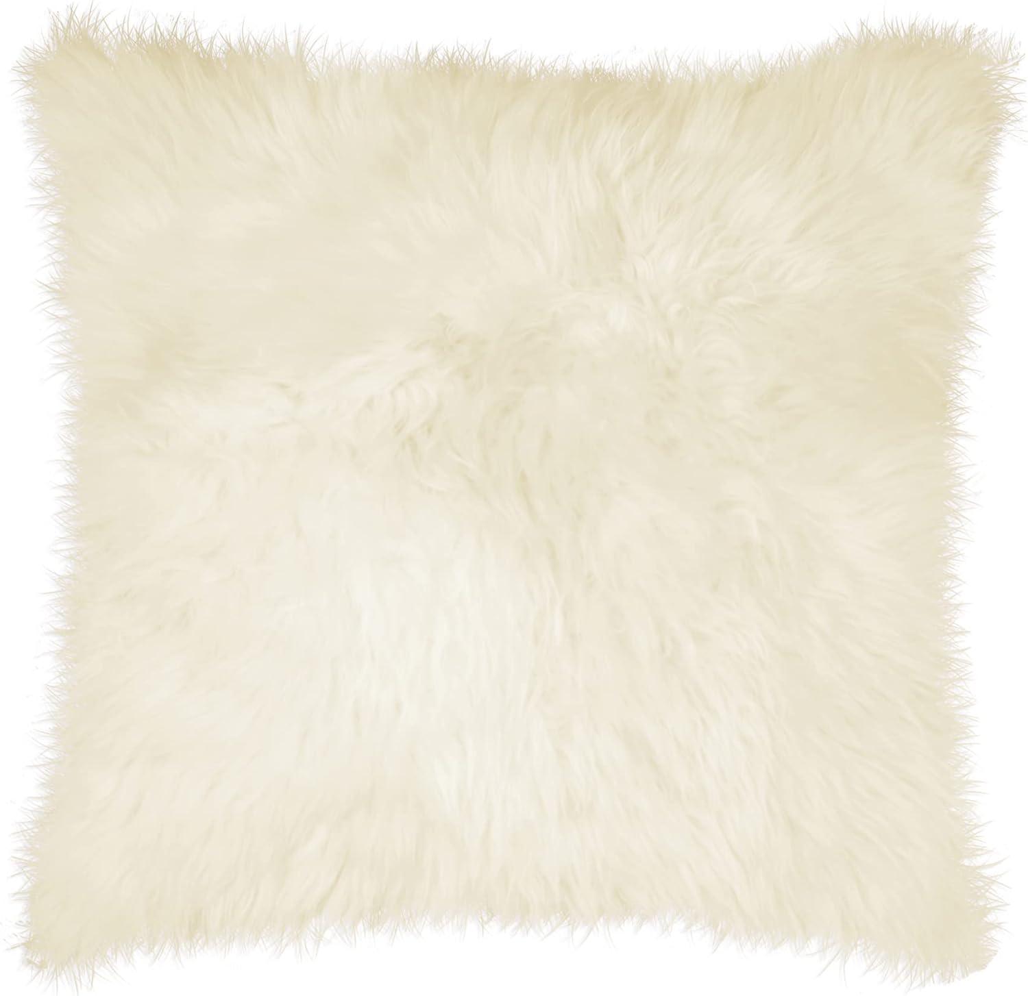 Lush New Zealand Sheepskin Square Throw Pillow Set - 18"x18", Natural