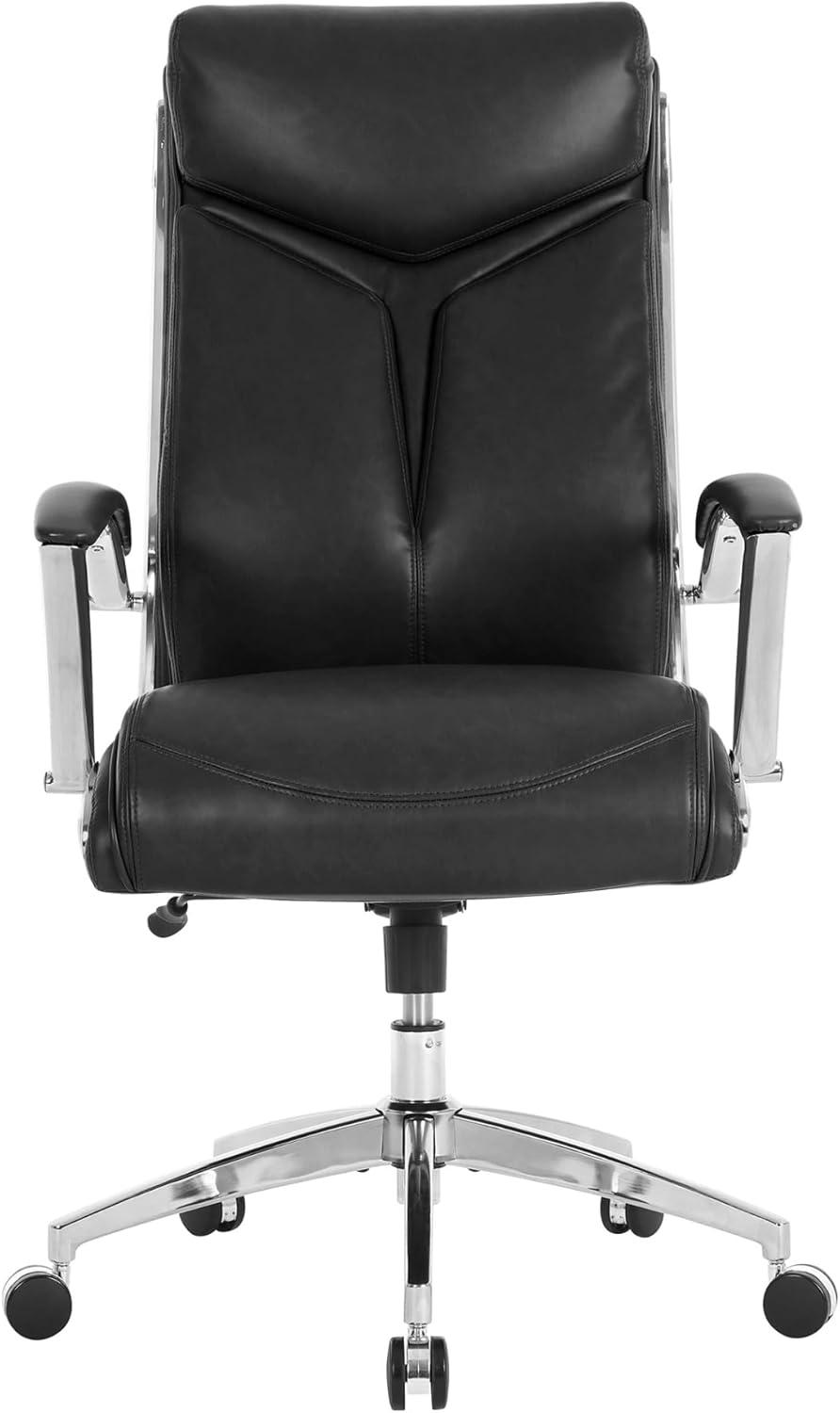 ® JOMA Comfort Verismo Bonded Leather High-Back Executive Chair  Black/Chrome  BIFMA Compliant