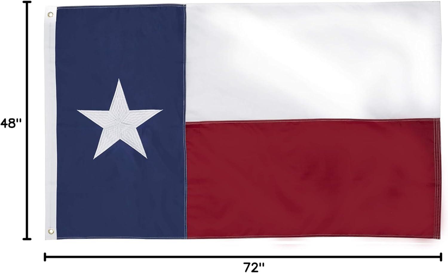 Texas State Flag 4x6 Heavy Duty Nylon with Embroidered Star