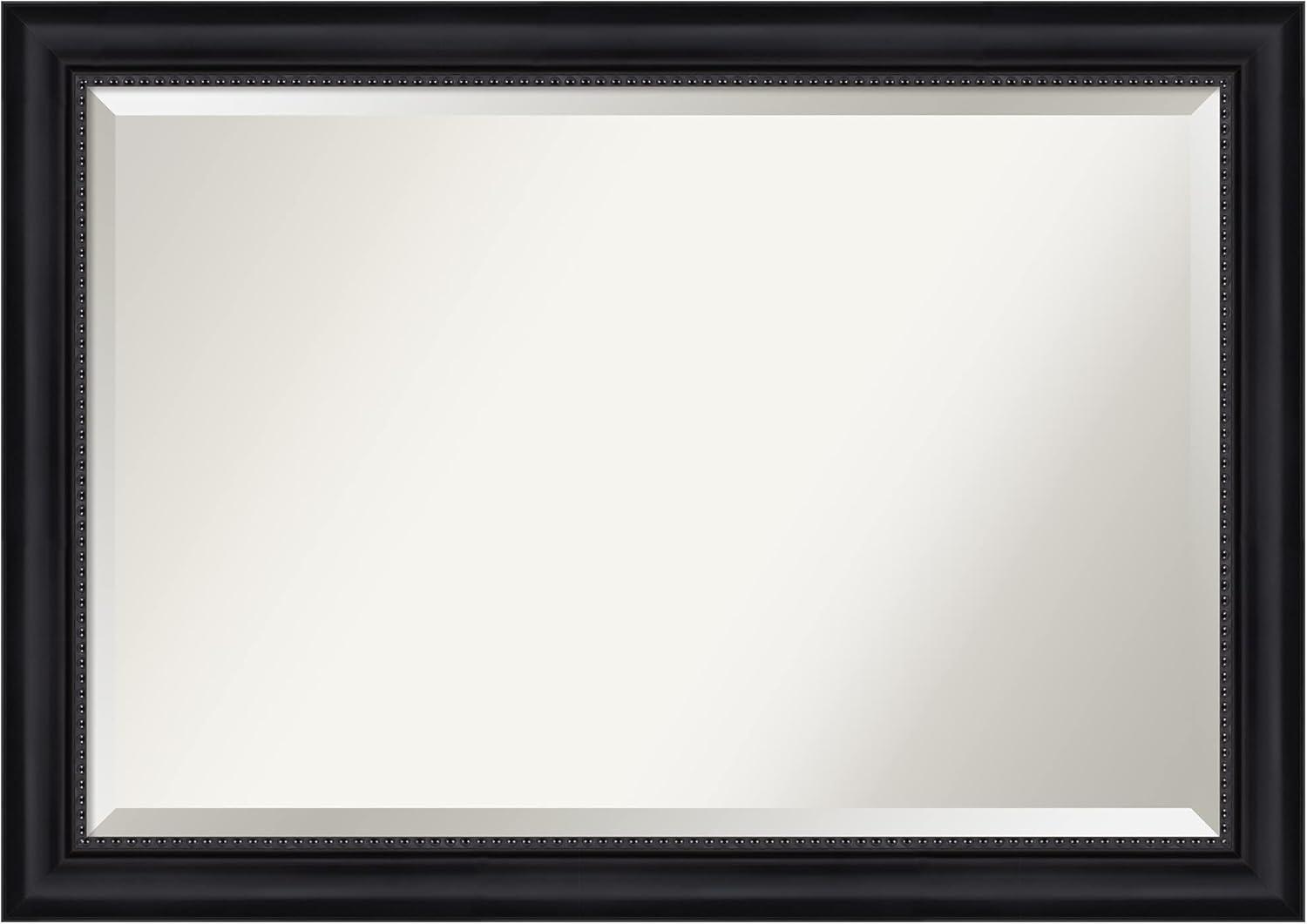 Astor Black Satin Beaded 41x29 Bathroom Vanity Wall Mirror