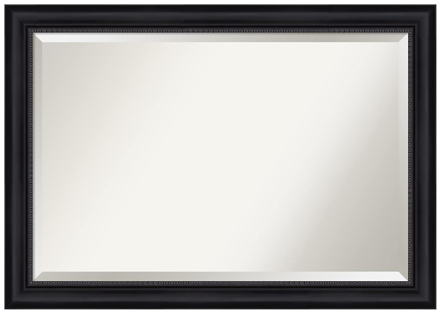 41"x29" Astor Framed Bathroom Vanity Wall Mirror Black - Amanti Art: Modern Rectangular, Satin Finish