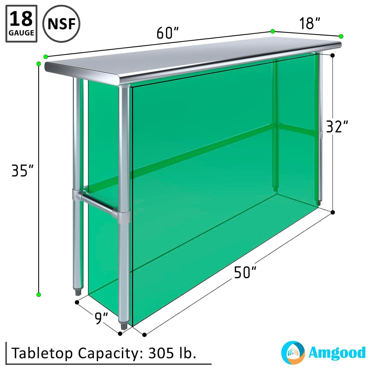 Amgood Stainless Steel Open Base Work Table