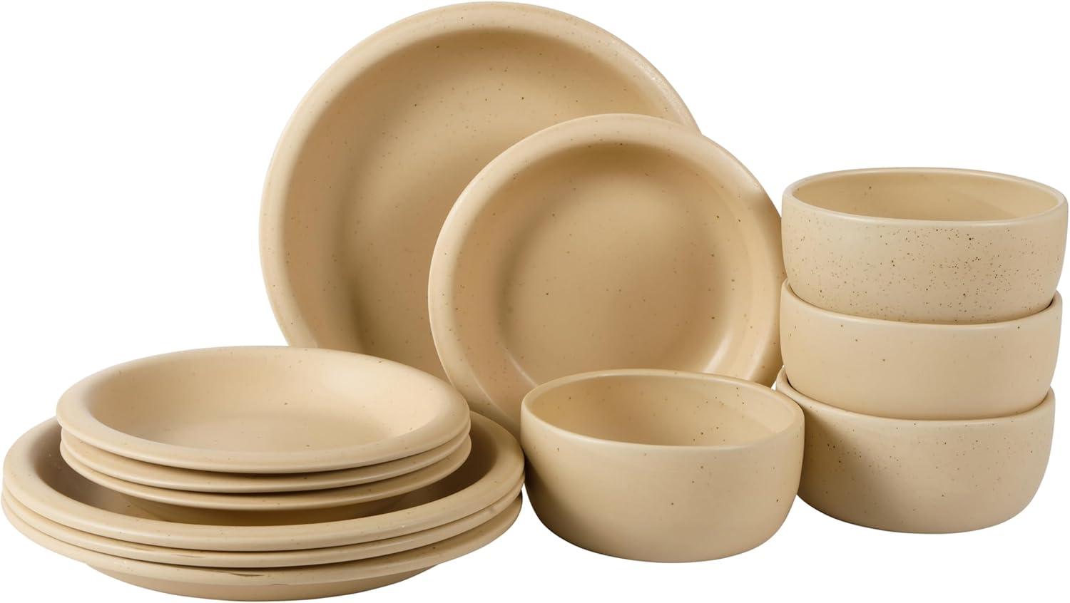 bloomhouse Bloomhouse Corsica Clay 12 Piece Stoneware Reactive Glaze Dinnerware Set