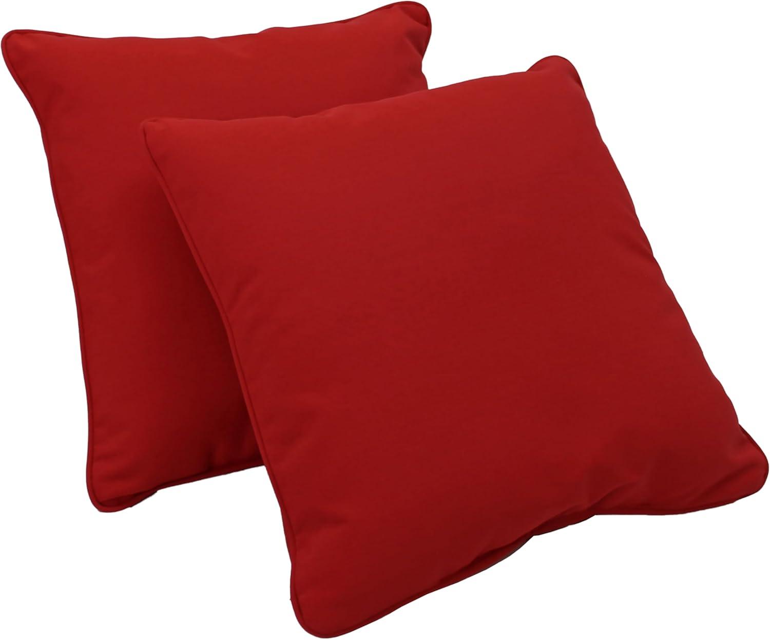 Factory Direct Partners Presidio 15" x 15" Square Decorative Throw Pillow Set with Piping for Indoor/Outdoor Furniture; UV, Fade, Weather-Resistant Olefin Fabric (2-Pack) - Red, 13809-RD