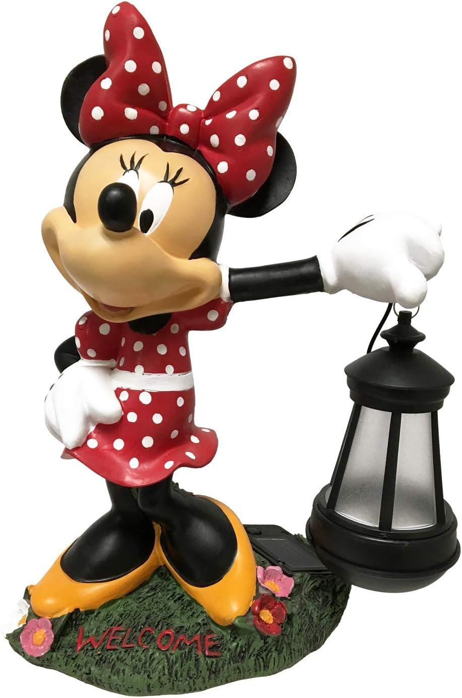 Back Yard Glory BACKYARD GLORY Disney Minnie Mouse Solar LED Lighted Lantern Everyday Outdoor Garden Statue, 12 inches Tall, Officially Licensed Disney Product