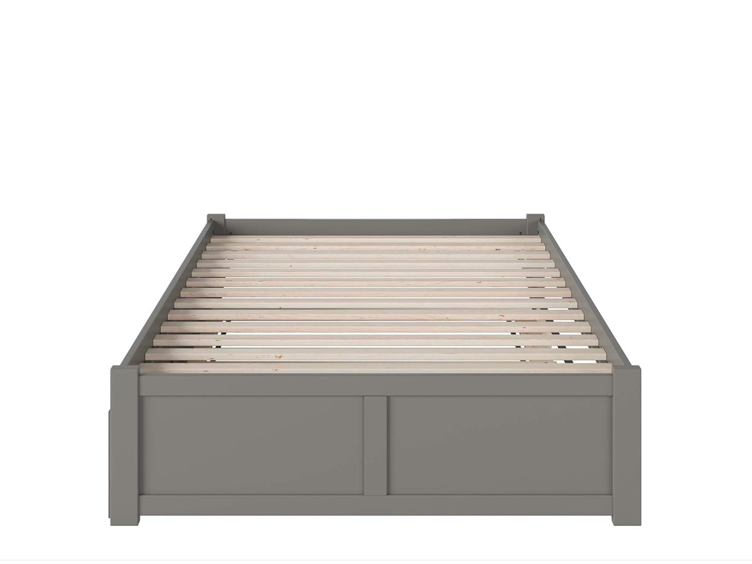 AFI Concord Queen Platform Solid Wood Panel Bed with Trundle in Grey