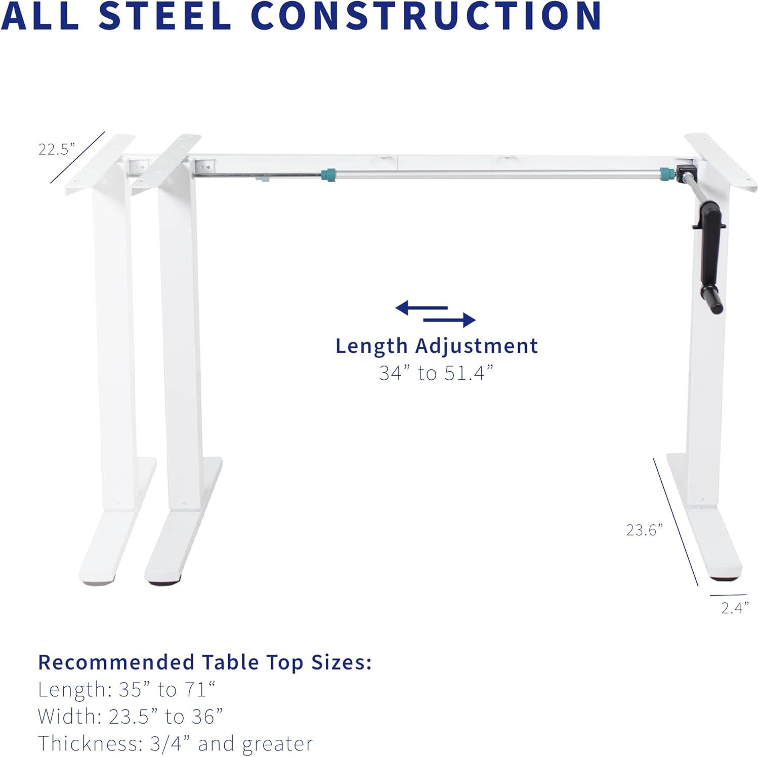 Compact Crank Height Adjustable Desk Frame