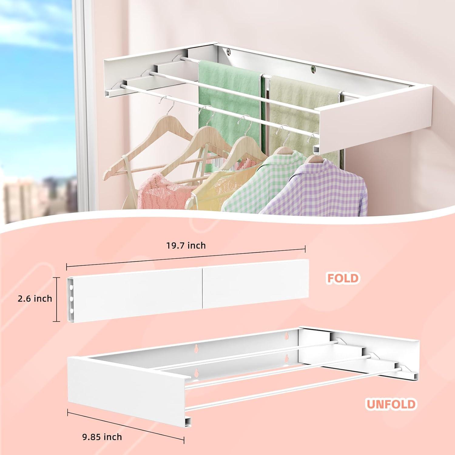 Rebrilliant Foldable Wall Mounted Drying Rack - 19.8 Inch, Space Saving Design
