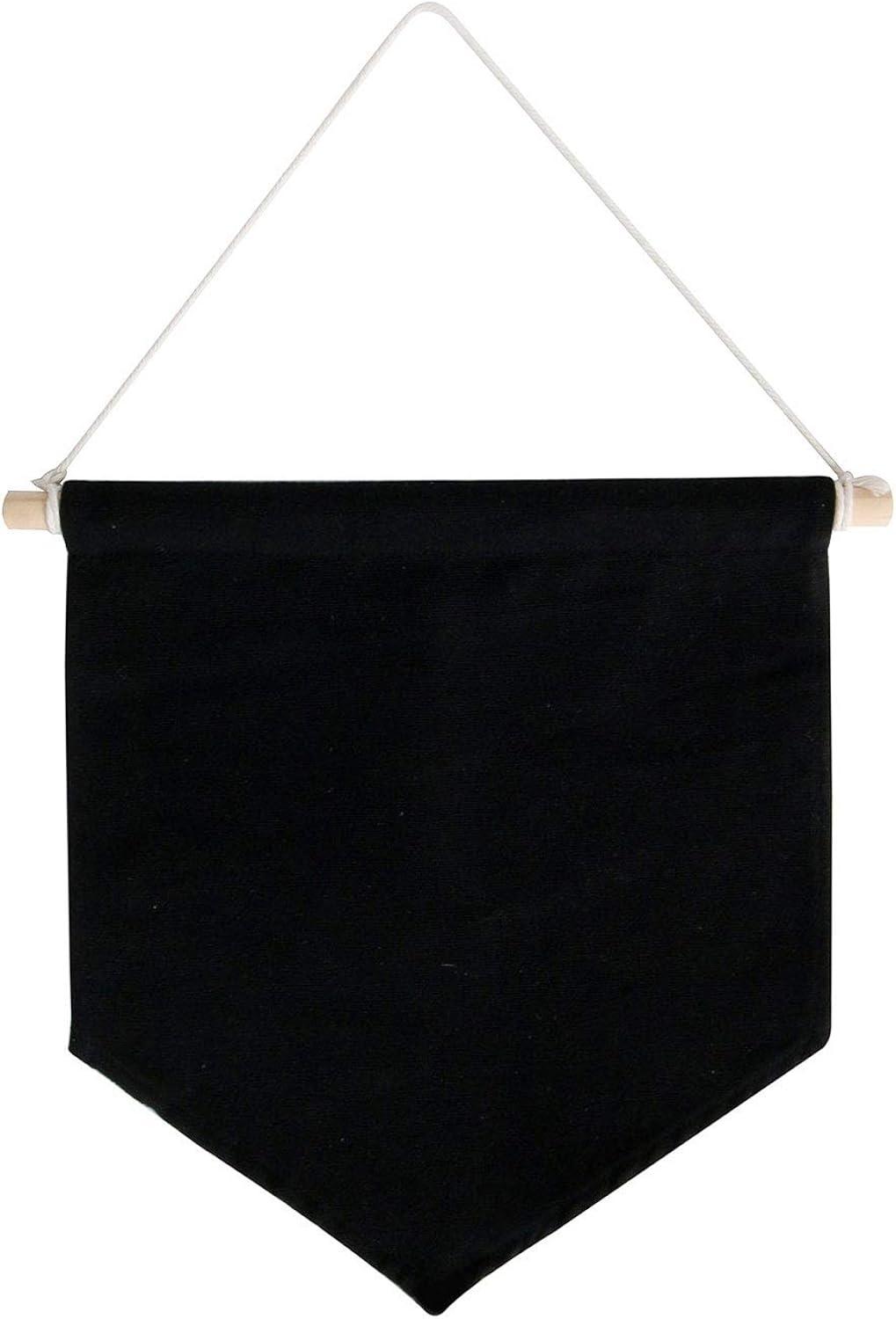 Pin Display Pennant Banner Enamel Lapel Pin Badge Flag Plain Blank Canvas Wall Banner(Black/ )
