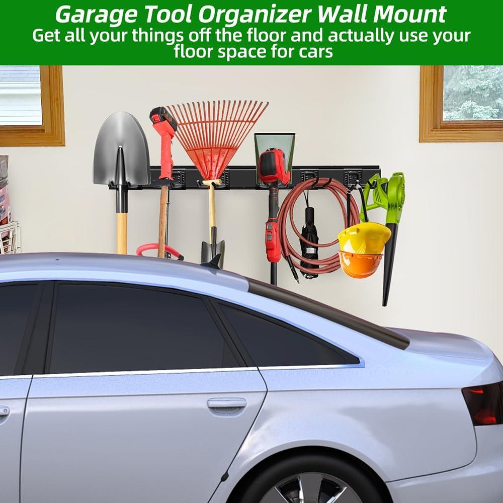 Heavy-Duty Black Steel Garage Wall Organizer with Hooks