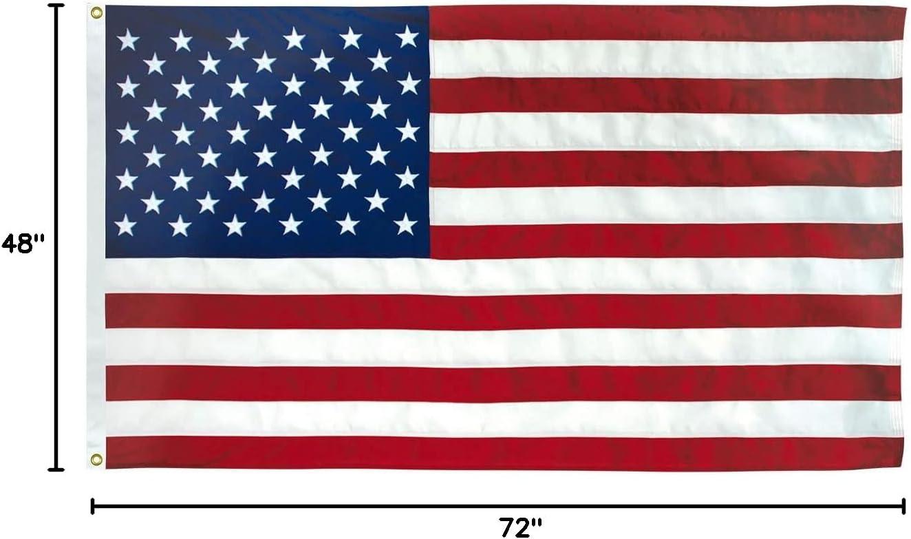 Large Patriotic American Flag with Embroidered Stars