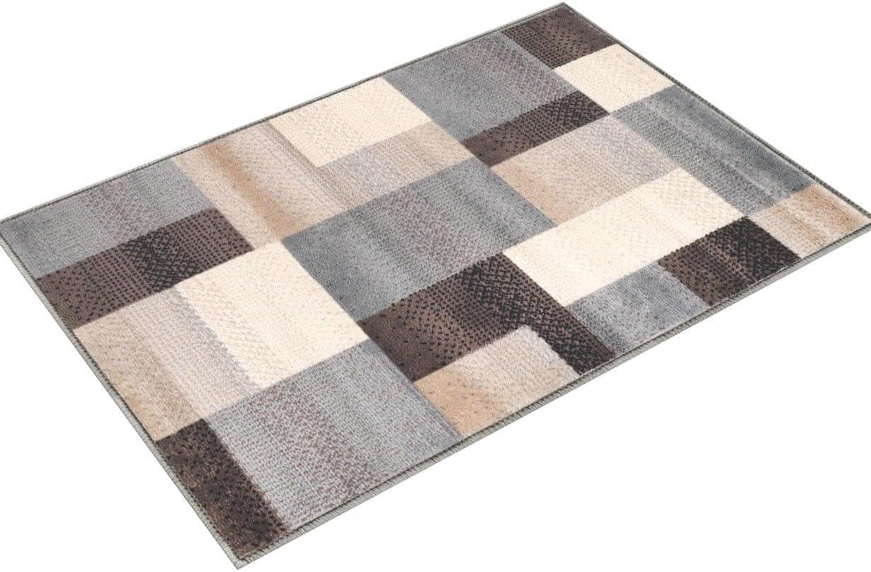 Superior Color Block Area Rug 6' x 9', Plush Indoor Rugs For Living Room Bedroom, Grey