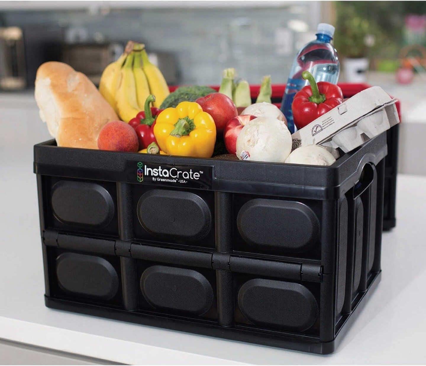 Black 12-Gallon Collapsible Stackable Storage Crate