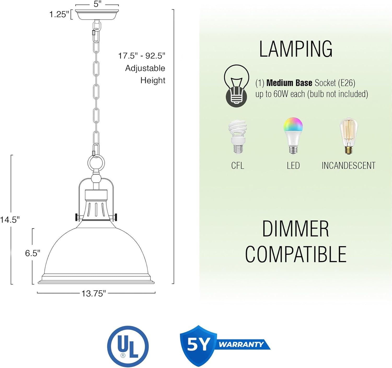 Kira Home Belle 14" Modern Industrial Pendant Light, Adjustable Hanging Height, Oil Rubbed Bronze Finish