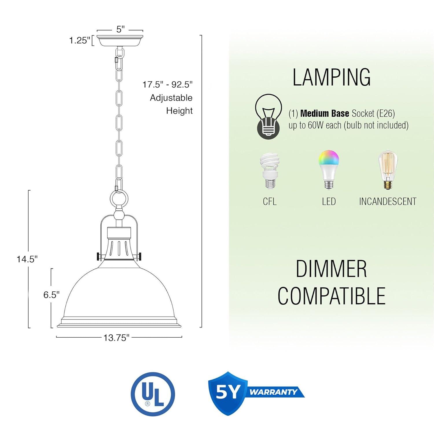 Kira Home Belle 14" Modern Industrial Pendant Light, Adjustable Hanging Height, Oil Rubbed Bronze Finish