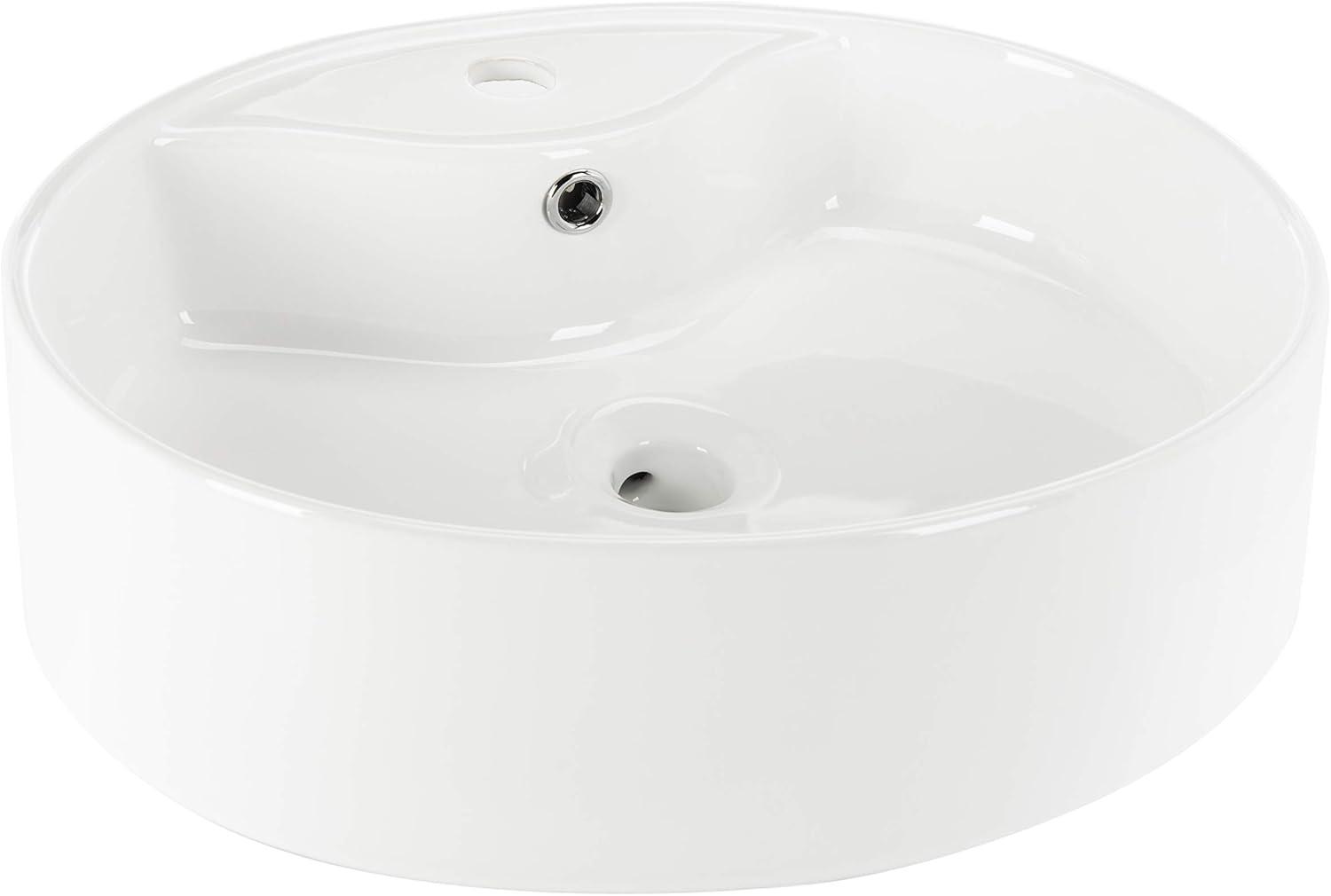 Safavieh Brook 16.7'' White Ceramic Circular Bathroom Sink with Overflow