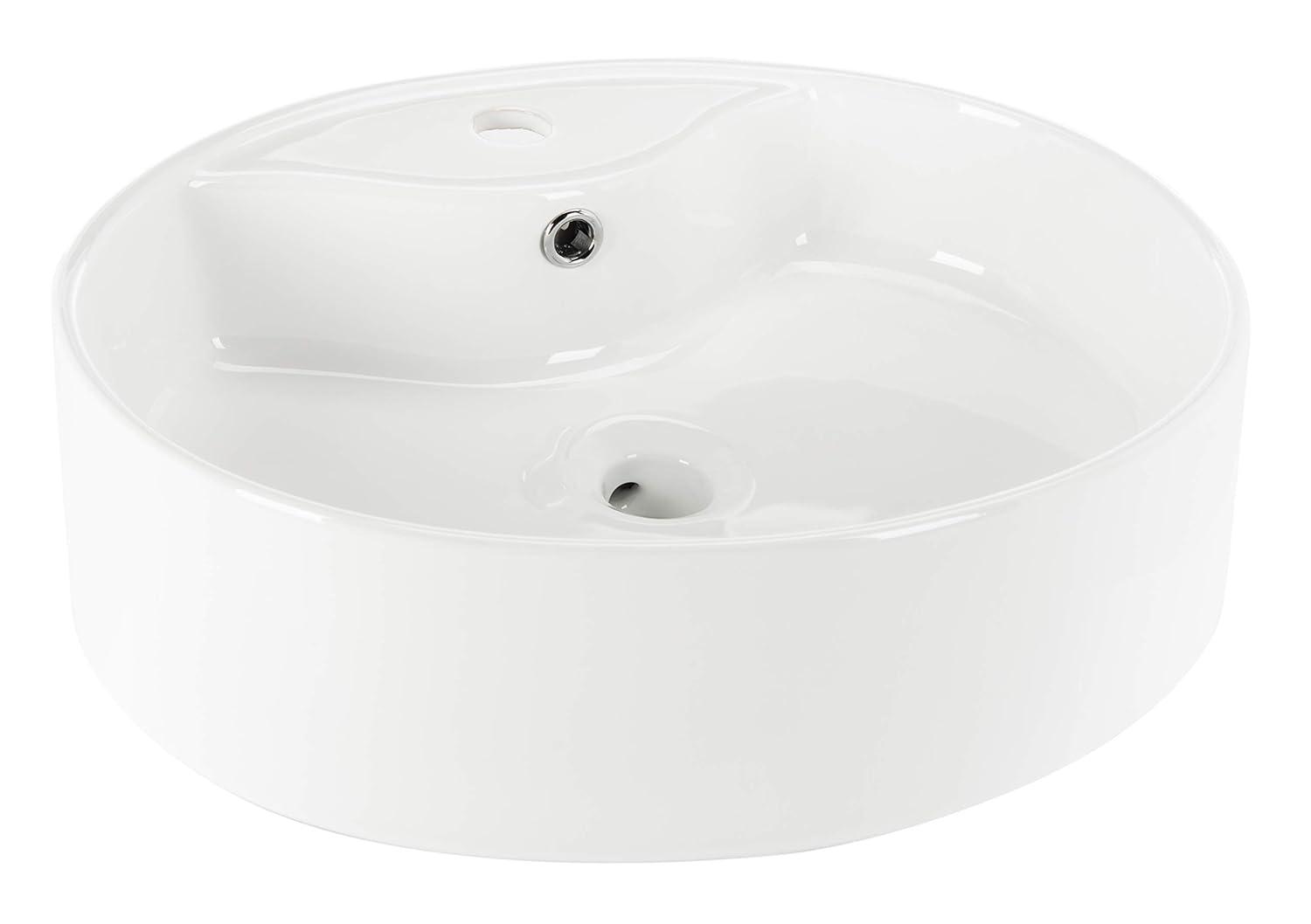 Safavieh Brook 16.7'' White Ceramic Circular Bathroom Sink with Overflow