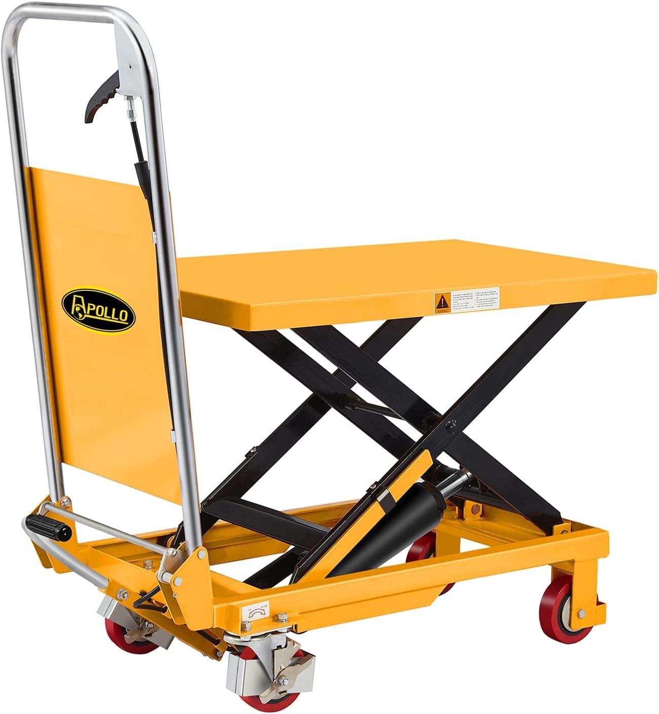 APOLLOLIFT Yellow Hydraulic Scissor Lift Table with Safety Back Guard