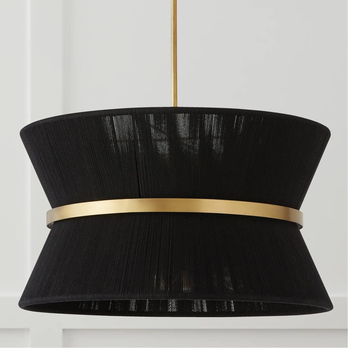 Cecilia 8-Light Tapered Pendant in Black Rope & Patinaed Brass