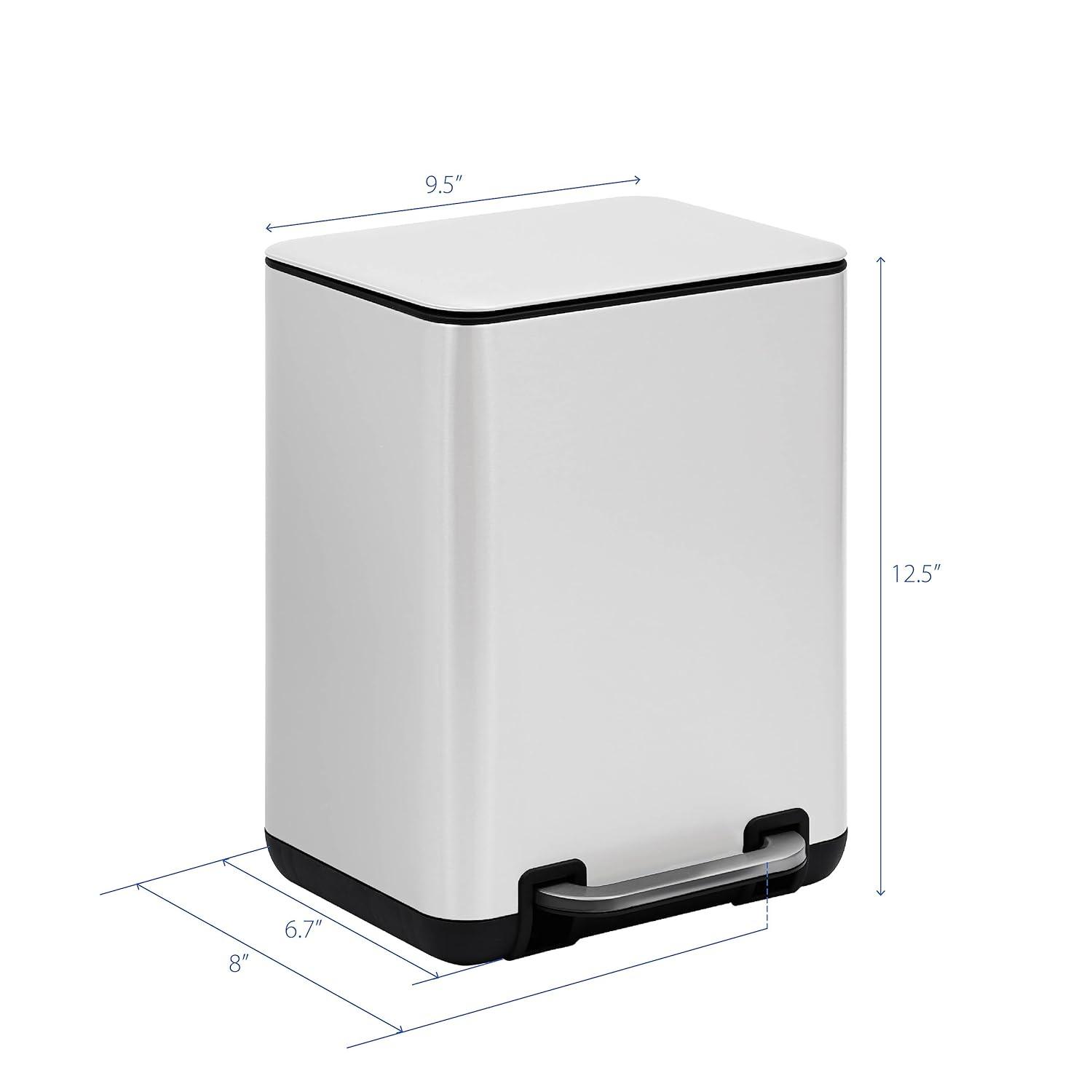 SunnyPoint Trash Can with Plastic Inner Bucket 1.58 Gallon White (YH-6LTCAN-W)