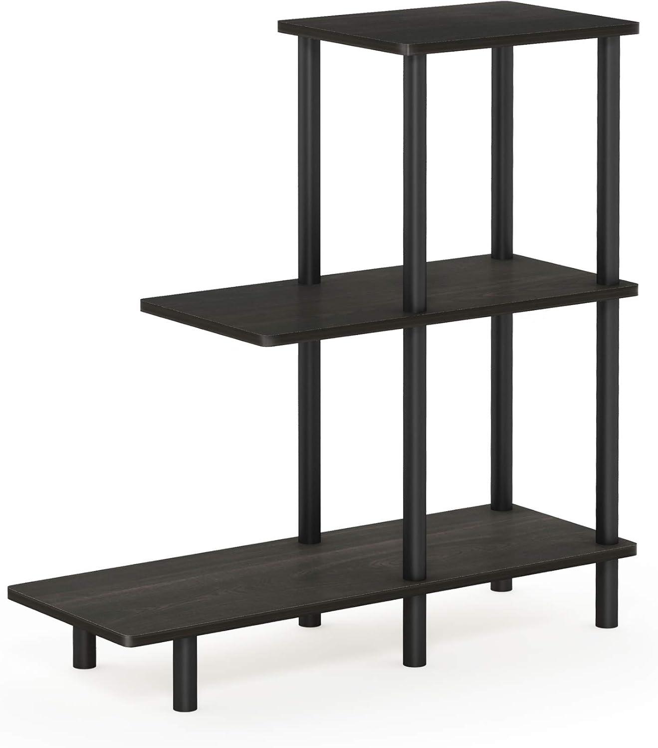 18127EX-BK Turn-N-Tube 3-Tier Sofa Side Table, Espresso & Black - 31.5 x 25.63 x 11.61 in.