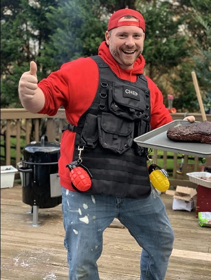 Caliber Gourmet Condiment Dispenser Set. Grenade Shape for BBQ Grill, Camping & Picnics, Ketchup Mustard Bundle Set, Red & Yellow, Home & Kitchen,Tactical Combat Design,Squeeze Bottles, Christmas Gift