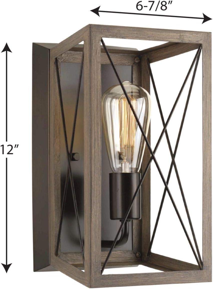 Progress Lighting Briarwood Antique Bronze Wall Sconce With Faux Wood Enclosure