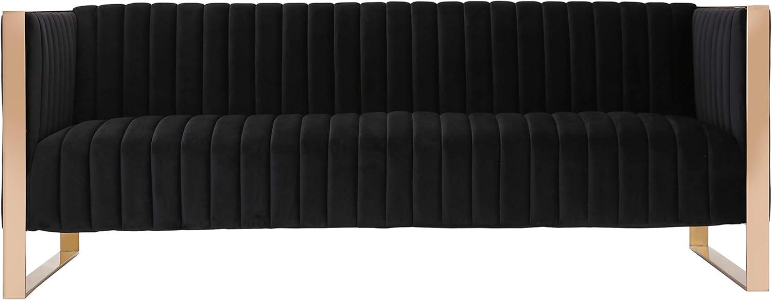 Manhattan Comfort Trillium 2-Piece Velvet Sofa & Armchair Set in Black