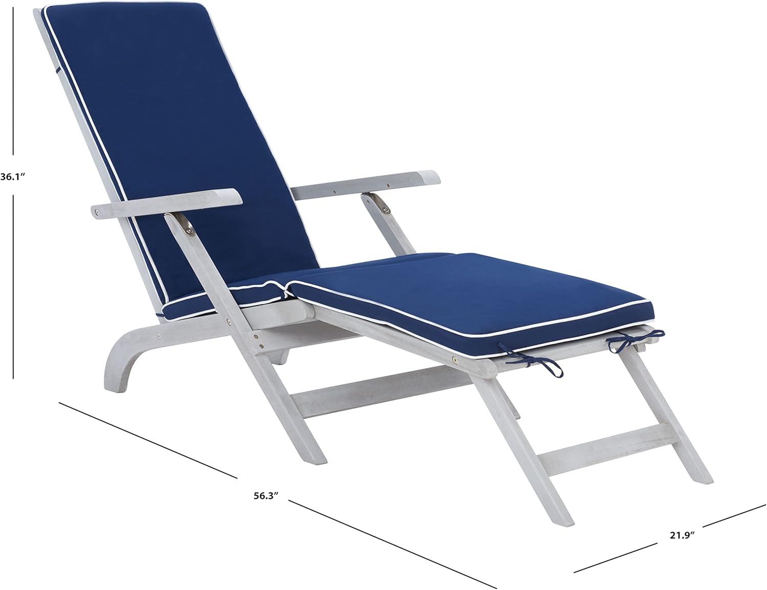 Palmdale Lounge Chair - Outdoor - PAT7015 - Grey/Navy -Safavieh