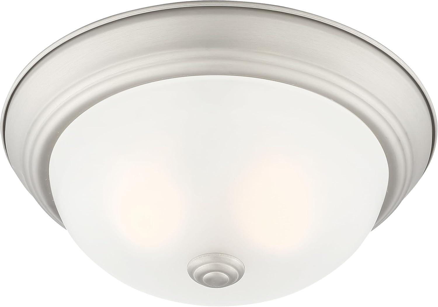 DESIGNERS FOUNTAIN, 11.25in Modern 2-Light Flush Mount Ceiling Light, Pewter with Etched Glass, 1257S-PW-W