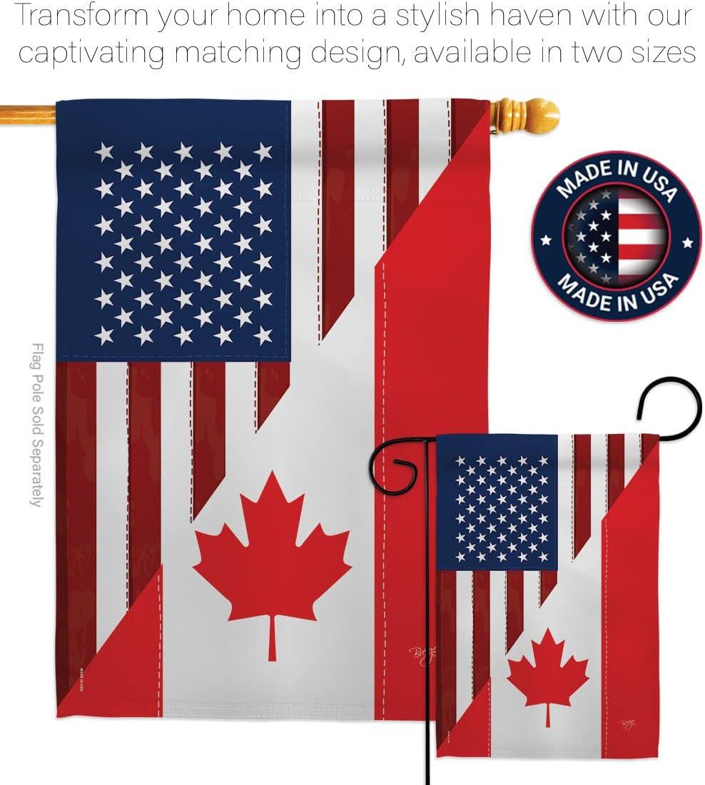 Patriotic US-Canada Friendship Rectangular Outdoor Flag