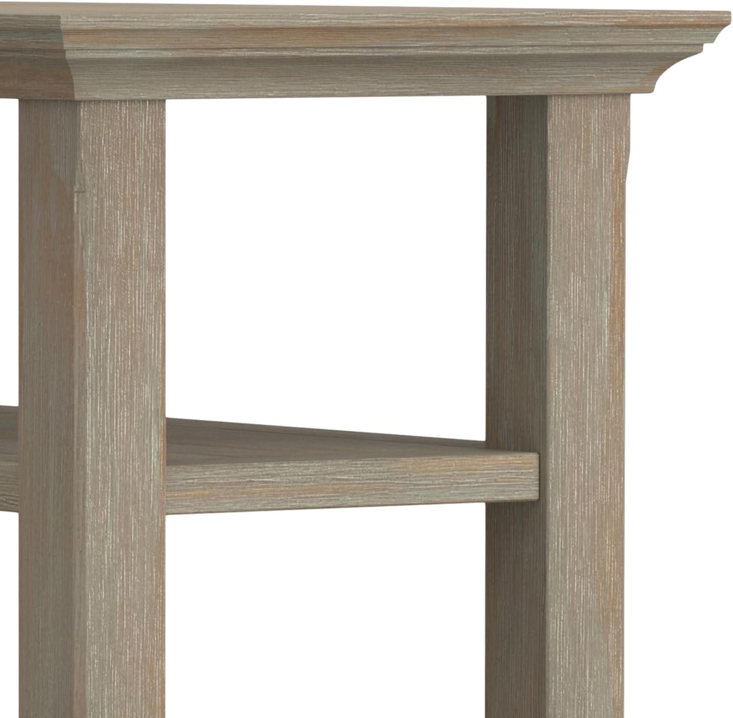 Simpli Home Acadian Wood 14" Rectangle Transitional Narrow Side Table in Gray