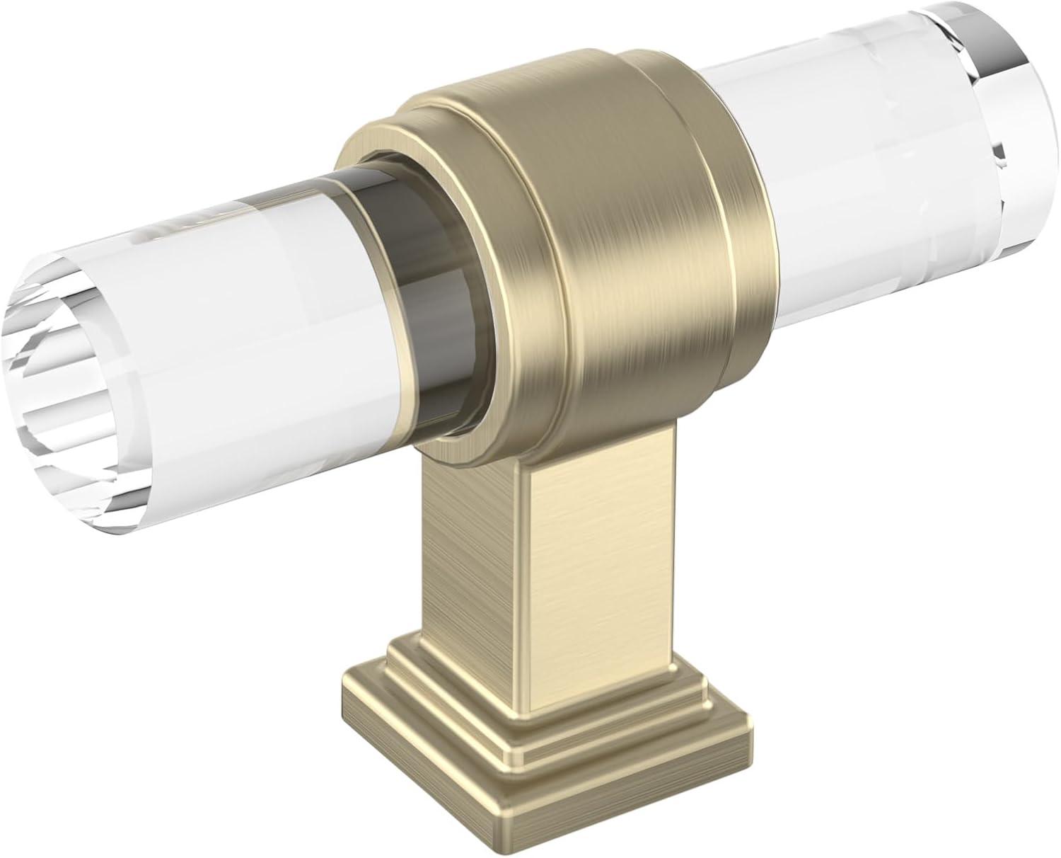 Amerock Glacio 2-1/8 inch (54mm) Length Clear/Golden Champagne Cabinet Knob