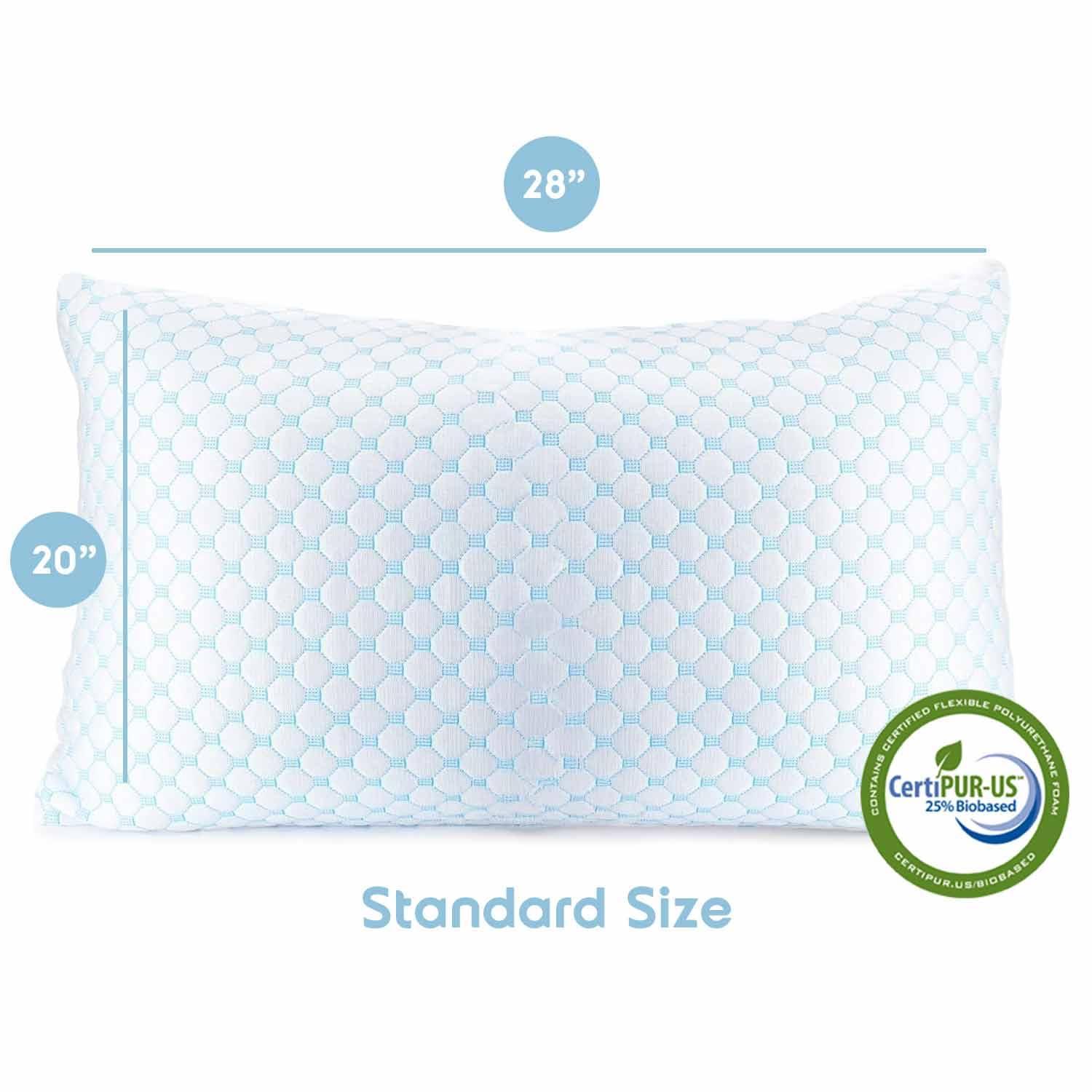 Virtu Temperature Queen Pillows Set of 2, Regulating and Adjustable Memory Foam Cooling Bed Pillows Queen Size Pillows Set of 2, 20" X 30"
